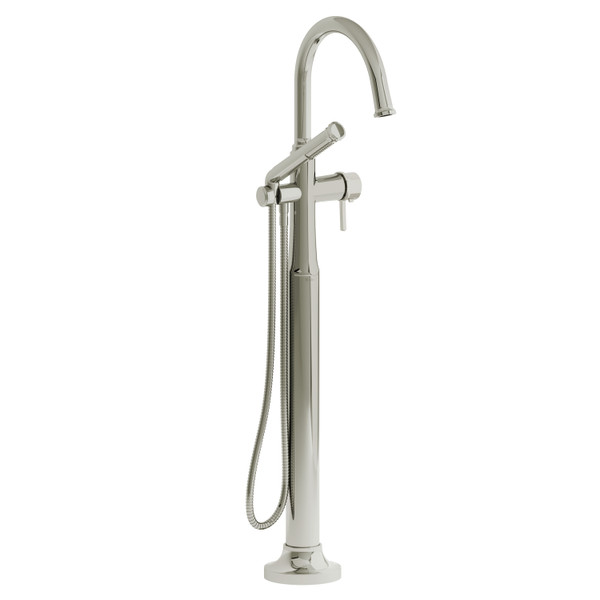 DISCONTINUED Momenti™ Single Hole Floor Mount Tub Filler Trim With C-Spout - Polished Nickel | Model Number: TMMRD39LPN