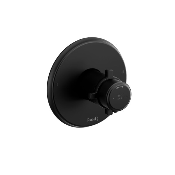 Momenti 1/2 Inch Thermostatic and Pressure Balance Trim with up to 3 Functions  - Black with Cross Handles | Model Number: TMMRD44+BK - Product Knockout