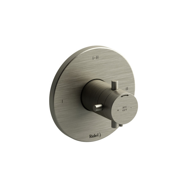 Garniture pour valve pression équilibrée et thermostatique ​​​​1/2" avec jusqu'à 3 fonctions Pallace - Nickel brossé avec poignées en croix  | Numéro de modèle: TPATM23+BN - Produit épuisé