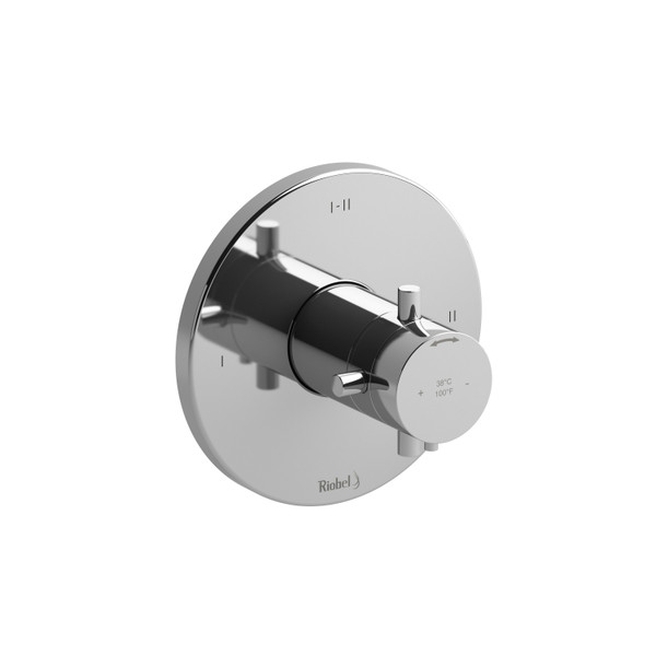 Pallace 1/2 Inch Thermostatic and Pressure Balance Trim with up to 3 Functions  - Chrome with Cross Handles | Model Number: TPATM23+C - Product Knockout