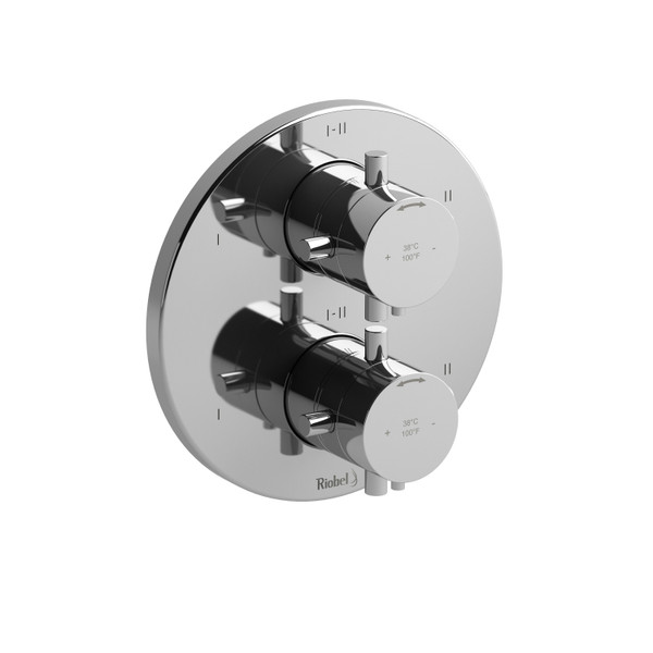 Pallace 3/4 Inch Thermostatic and Pressure Balance Trim with up to 6 Functions  - Chrome with Cross Handles | Model Number: TPATM46+C - Product Knockout