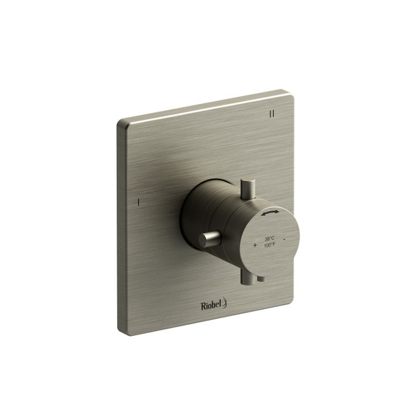Garniture pour valve pression équilibrée et thermostatique ​​​​1/2" avec jusqu'à 5 fonctions Pallace - Nickel brossé avec poignées en croix  | Numéro de modèle: TPATQ45+BN - Produit épuisé