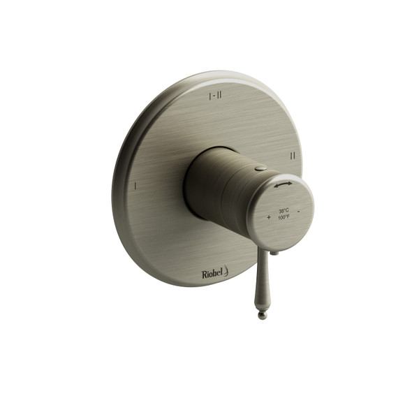 Retro 1/2 Inch Thermostatic and Pressure Balance Trim with up to 3 Functions  - Brushed Nickel with Cross Handles | Model Number: TRT23BN - Product Knockout