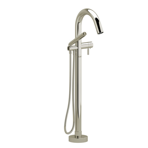 DISCONTINUED-Riu Single Hole Floor Mount Tub Filler Trim with Knurled Handle - Polished Nickel | Model Number: TRU39KNPN
