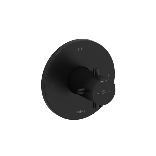 Riu™ 1/2" Therm & Pressure Balance Trim With 3 Functions - Black | Model Number: TRUTM23+BK