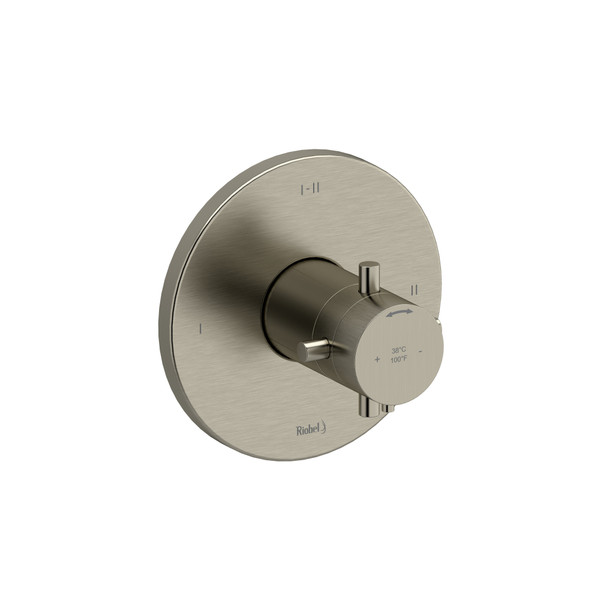 Garniture pour valve pression équilibrée et ​​​​thermostatique 1/2" avec jusqu'à 3 fonctions Riu - Nickel brossé avec poignées en croix  | Numéro de modèle: TRUTM23+BN - Produit épuisé