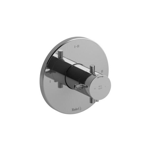 Garniture pour valve pression équilibrée et thermostatique ​​​​1/2" avec 3 fonctions et poignée en croix moletée Riu - Chrome  | Numéro de modèle: TRUTM23+KNC - Produit épuisé