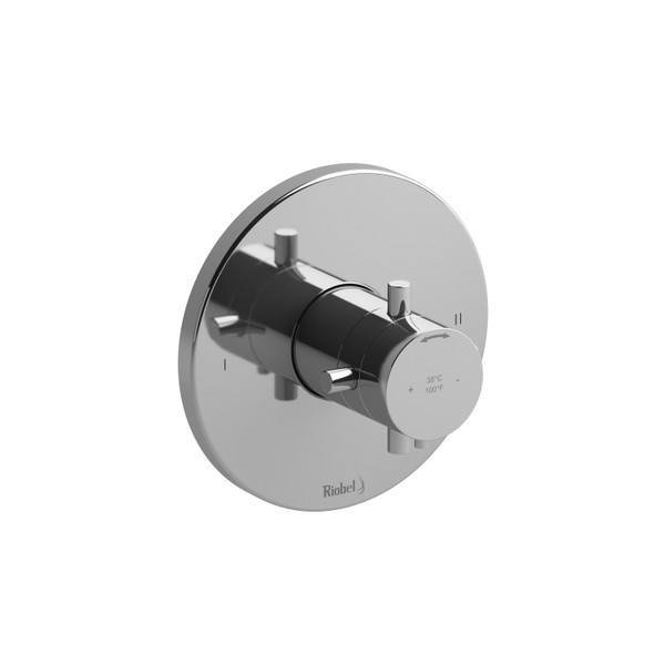 Riu 1/2 Inch Thermostatic and Pressure Balance Trim with up to 3 Functions  - Chrome with Cross Handles | Model Number: TRUTM44+C - Product Knockout