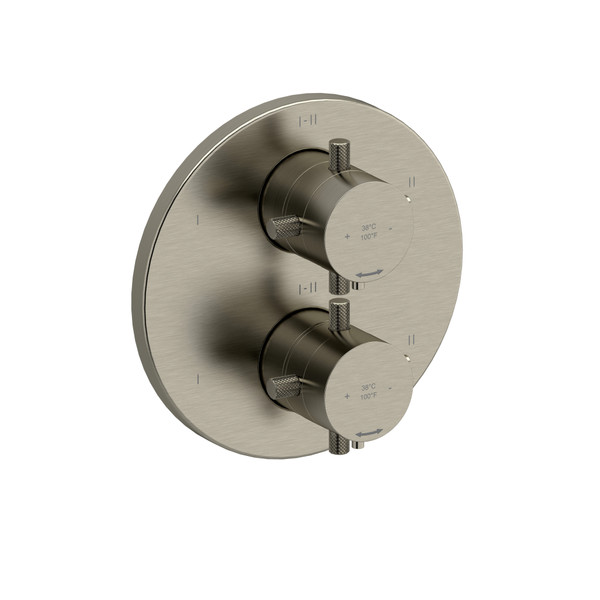 Riu 3/4 Inch Thermostatic and Pressure Balance Trim with 6 Functions and Knurled Cross Handle - Brushed Nickel | Model Number: TRUTM46+KNBN - Product Knockout