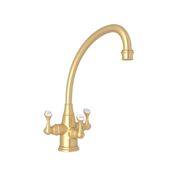DISCONTINUED Georgian Era™ Three Handle Filter Kitchen Faucet - Satin English Gold | Model Number: U.1420LS-SEG-2