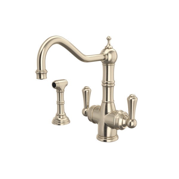 DISCONTINUED Edwardian™ Two Handle Filter Kitchen Faucet With Side Spray - Satin Nickel | Model Number: U.1570LS-STN-2