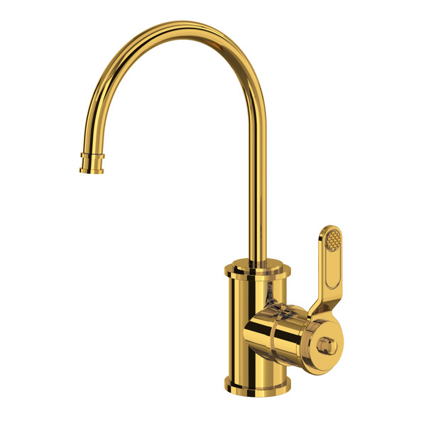 ROHL - Robinet eau chaude à bec en C contemporain Lux - Chrome poli avec  poignée à levier en métal