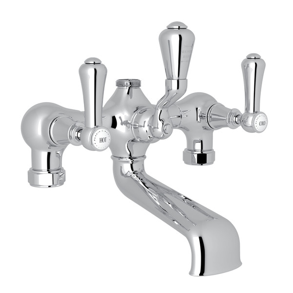 Georgian Era Exposed Tub and Shower Mixer Valve - Polished Chrome with White Porcelain Lever Handle | Model Number: U.3018LSP-APC - Product Knockout