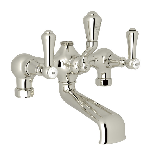 Georgian Era Exposed Tub and Shower Mixer Valve - Polished Nickel with White Porcelain Lever Handle | Model Number: U.3018LSP-PN - Product Knockout