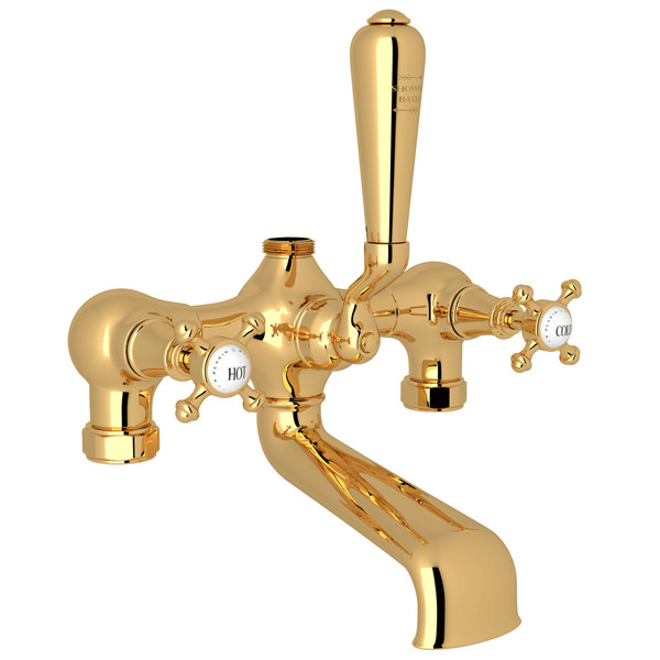 Georgian Era Exposed Tub and Shower Mixer Valve - English Gold with Cross Handle | Model Number: U.3019X-EG - Product Knockout