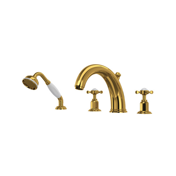 Edwardian™ 4-Hole Deck Mount Tub Filler - Unlacquered Brass | Model Number: U.3249X-ULB