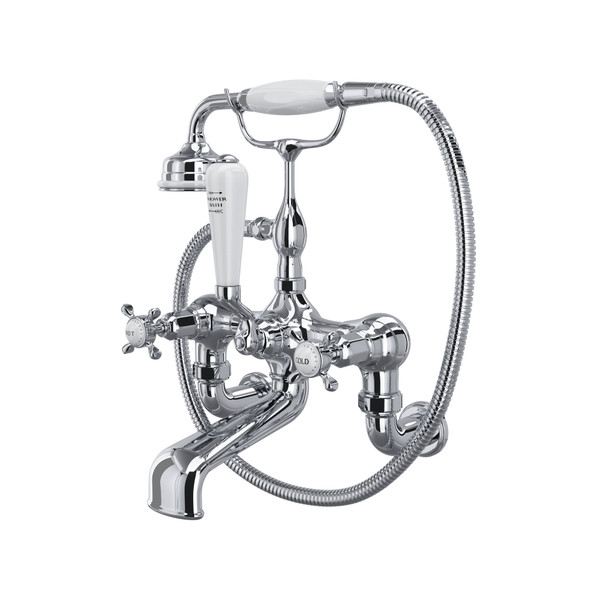 Robinet de bain mural traditionnel exposé Edwardian - Chrome poli | Numéro de modèle: U.3511X/1-APC