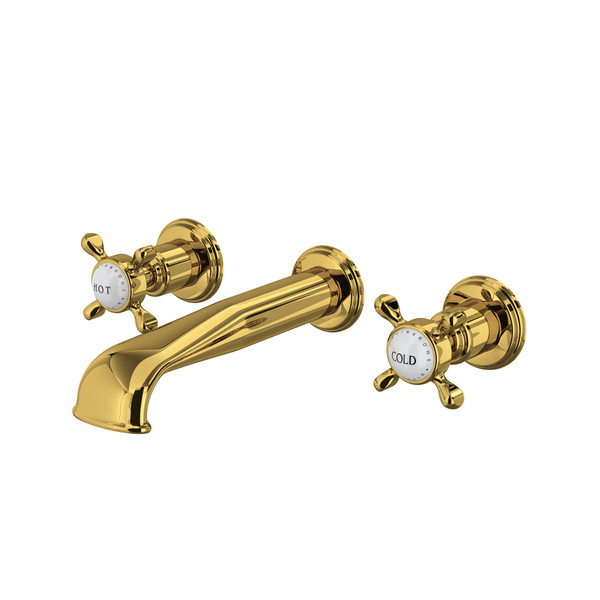 Edwardian™ Wall Mount Lavatory Faucet Trim With U-Spout - Unlacquered Brass | Model Number: U.3561X-ULB/TO-2