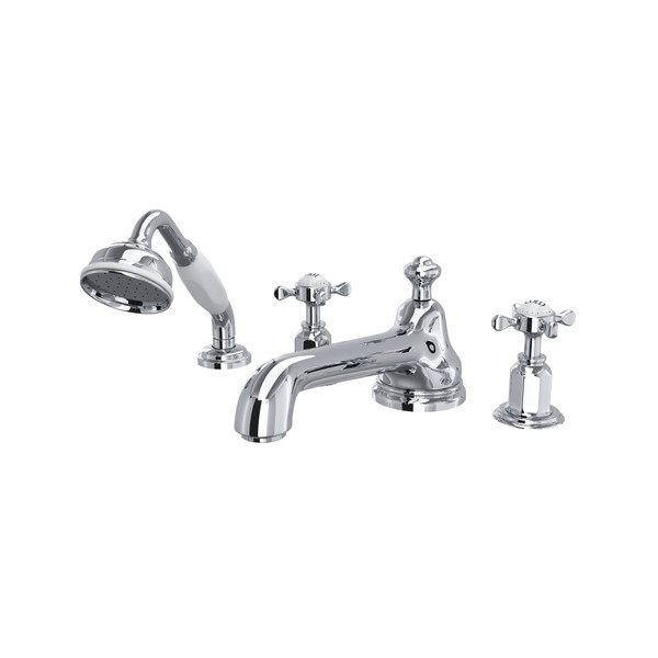 Edwardian™ 4-Hole Deck Mount Tub Filler With Low Spout - Polished Chrome | Model Number: U.3738X-APC
