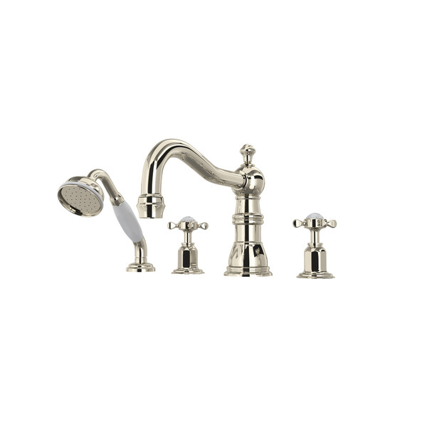 Edwardian™ 4-Hole Deck Mount Tub Filler With Column Spout - Polished Nickel | Model Number: U.3746X-PN