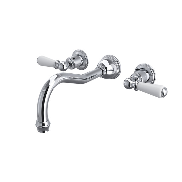 Edwardian 3-Hole Wall Mount Column Spout Tub Filler - Polished Chrome with Metal Lever Handle | Model Number: U.3780L-APC/TO - Product Knockout