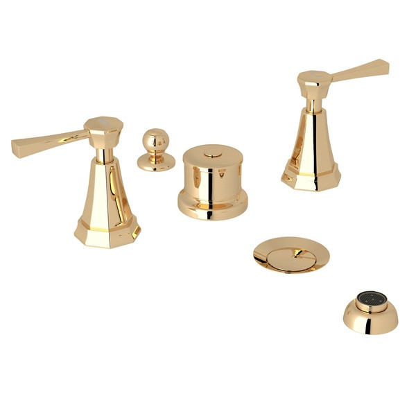 DISCONTINUED-Deco 5-Hole Bidet Faucet - English Gold with Metal Lever Handle | Model Number: U.3990LS-EG - Product Knockout