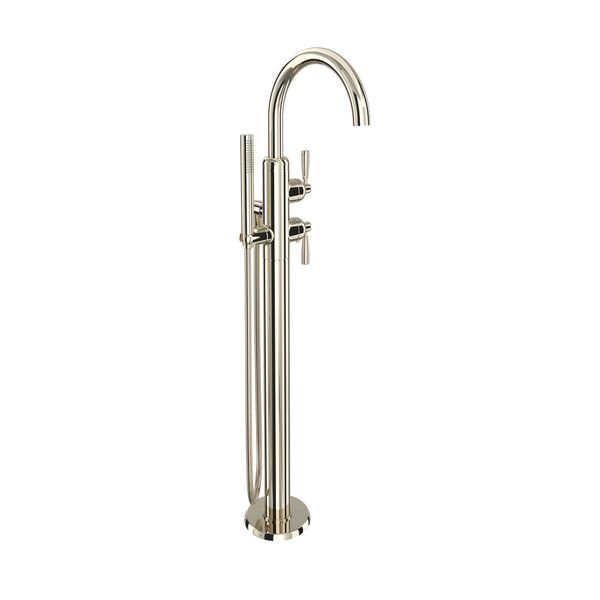 Holborn™ Single Hole Floor Mount Tub Filler Trim With C-Spout - Polished Nickel | Model Number: U.3990LS-PN/TO