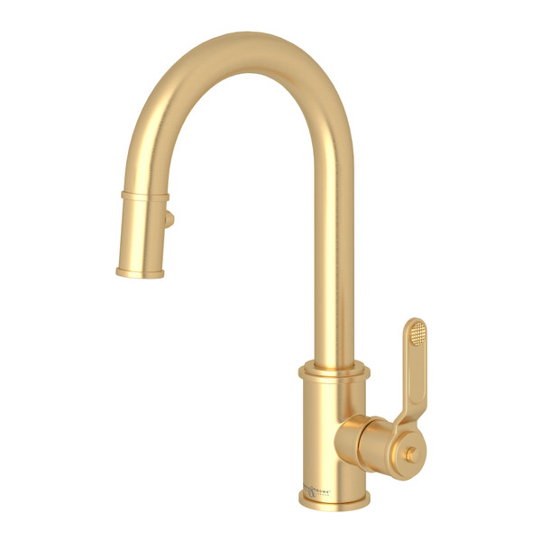 Armstrong Pulldown Bar and Food Prep Faucet - Satin English Gold with Metal Lever Handle | Model Number: U.4543HT-SEG-2 - Product Knockout