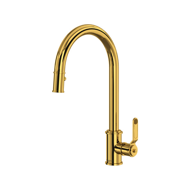 Armstrong Pulldown Kitchen Faucet - Unlacquered Brass with Metal Lever Handle | Model Number: U.4544HT-ULB-2 - Product Knockout