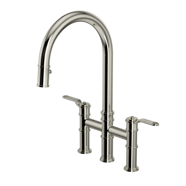Armstrong™ Pull-Down Bridge Kitchen Faucet With C-Spout - Polished Nickel | Model Number: U.4549HT-PN-2