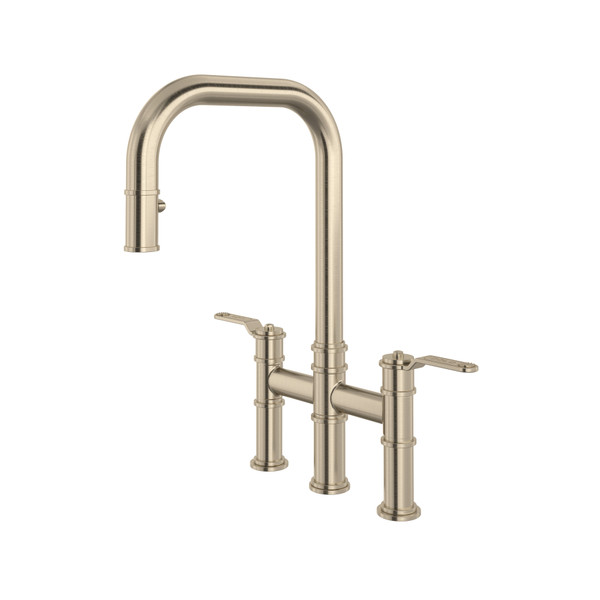 Armstrong™ Pull-Down Bridge Kitchen Faucet With U-Spout - Satin Nickel | Model Number: U.4551HT-STN-2