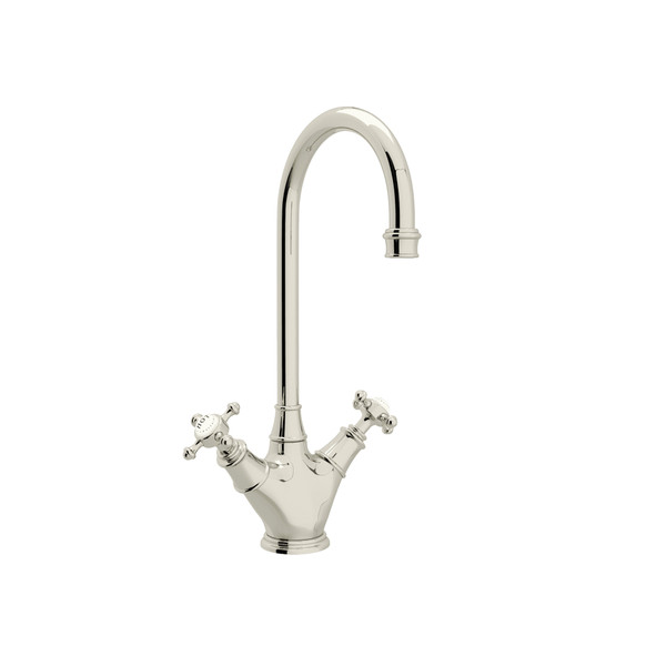 Georgian Era Single Hole Bar and Food Prep Faucet - Polished Nickel with Cross Handle | Model Number: U.4703X-PN-2 - Product Knockout