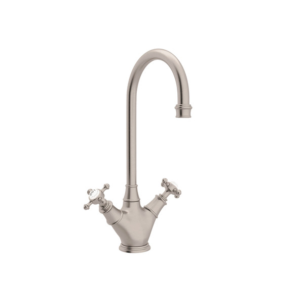 Georgian Era Single Hole Bar and Food Prep Faucet - Satin Nickel with Cross Handle | Model Number: U.4703X-STN-2 - Product Knockout