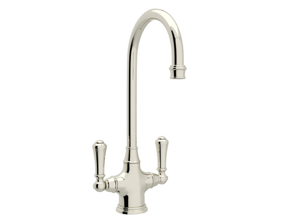 Georgian Era Single Hole Bar and Food Prep Faucet - Polished Nickel with Metal Lever Handle | Model Number: U.4711PN-2 - Product Knockout