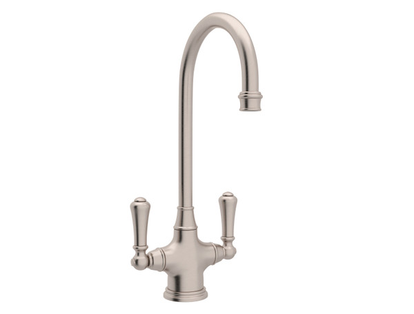 Georgian Era Single Hole Bar and Food Prep Faucet - Satin Nickel with Metal Lever Handle | Model Number: U.4711STN-2 - Product Knockout