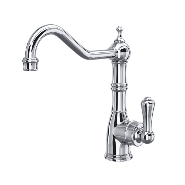 Edwardian Single Lever Single Hole Kitchen Faucet - Polished Chrome with Metal Lever Handle | Model Number: U.4741APC-2 - Product Knockout