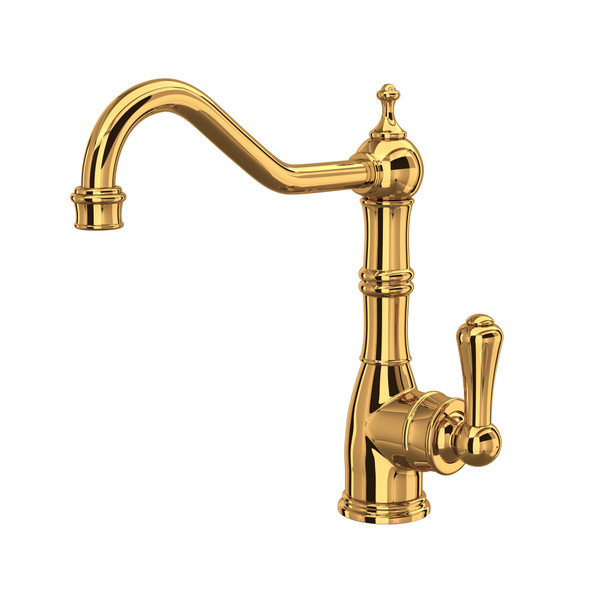 Edwardian Single Lever Single Hole Kitchen Faucet - English Gold with Metal Lever Handle | Model Number: U.4741EG-2 - Product Knockout