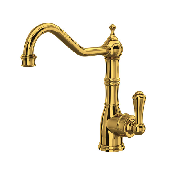 Edwardian Single Lever Single Hole Kitchen Faucet - Unlacquered Brass with Metal Lever Handle | Model Number: U.4741ULB-2 - Product Knockout