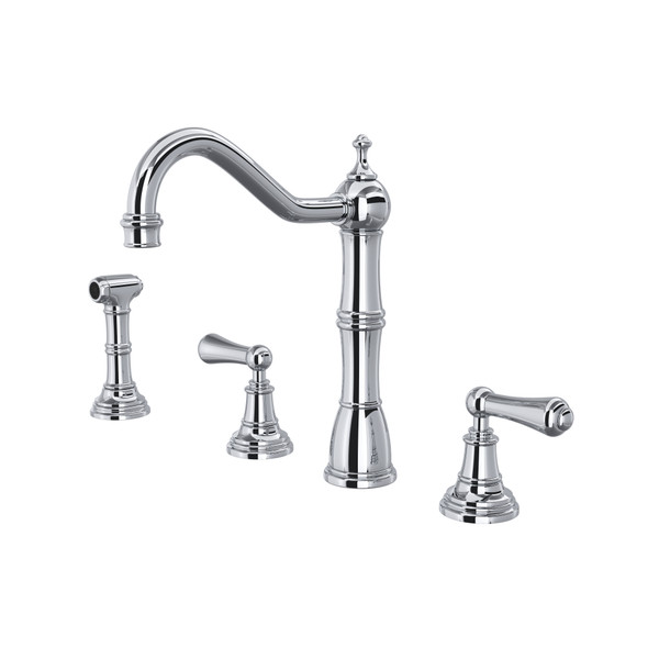 3 Holes Kitchen Bridge Faucet With Straight Lever Handle And Side