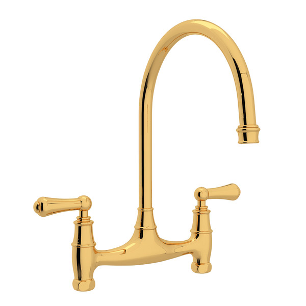 Georgian Era Bridge Kitchen Faucet - English Gold with Metal Lever Handle | Model Number: U.4791L-EG-2 - Product Knockout