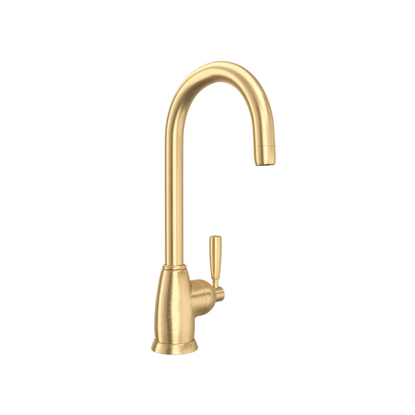 Holborn Single Hole Bar and Food Prep Faucet with C Spout - Satin English Gold with Metal Lever Handle | Model Number: U.4842LS-SEG-2 - Product Knockout