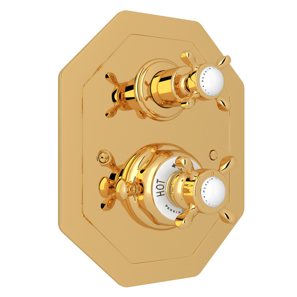 DISCONTINUED Edwardian™ 3/4" Octagonal Thermostatic Trim With Volume Control - English Gold | Model Number: U.5556X-EG/TO