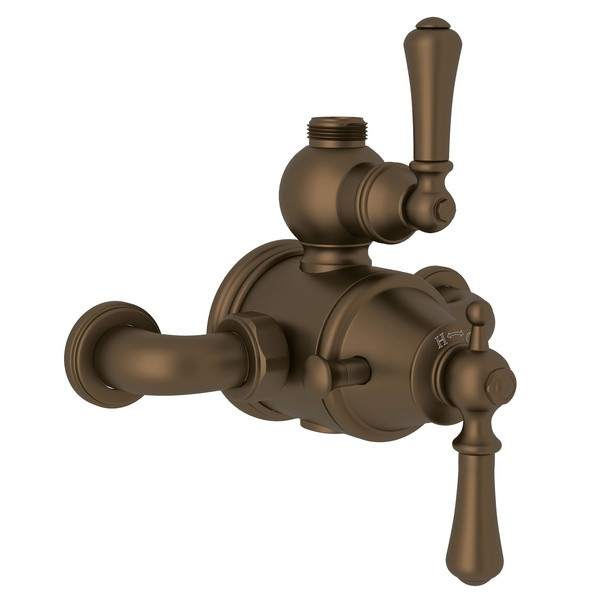 Georgian Era Exposed Thermostatic Valve with Volume and Temperature Control - English Bronze with Metal Lever Handle | Model Number: U.5751LS-EB - Product Knockout