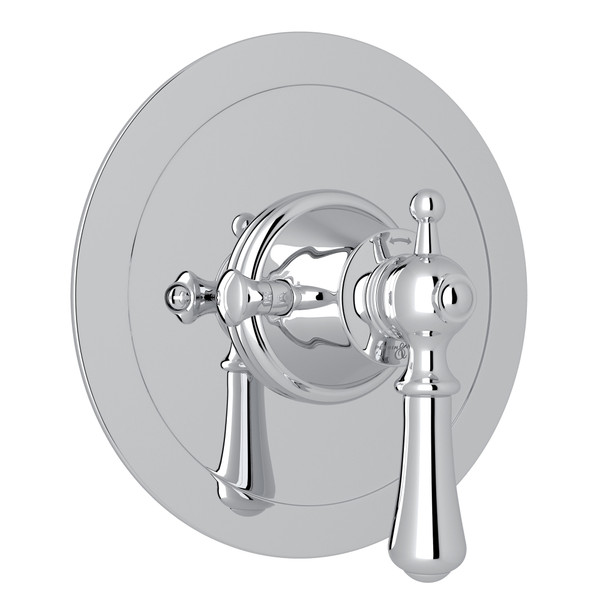 Georgian Era Round Thermostatic Trim Plate without Volume Control - Polished Chrome with Metal Lever Handle | Model Number: U.5785LS-APC/TO - Product Knockout