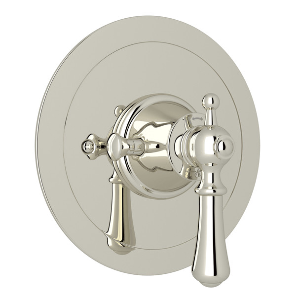 Georgian Era Round Thermostatic Trim Plate without Volume Control - Polished Nickel with Metal Lever Handle | Model Number: U.5785LS-PN/TO - Product Knockout