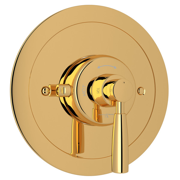 Holborn Thermostatic Trim Plate without Volume Control - English Gold with Metal Lever Handle | Model Number: U.5885LS-EG/TO - Product Knockout