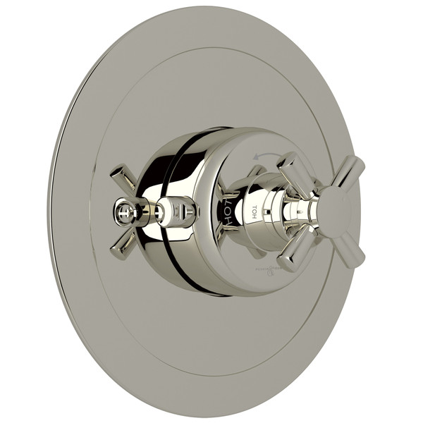 Plaque de garniture thermostatique sans contrôle de débit Holborn - Nickel poli avec poignée en croix  | Numéro de modèle: U.5886X-PN/TO - Produit épuisé