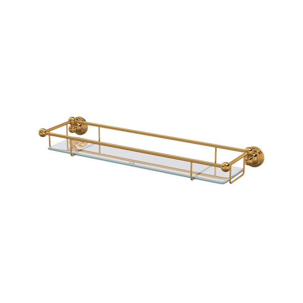 Edwardian™ Wall Mount Tempered Glass Vanity Shelf - English Gold | Model Number: U.6953EG