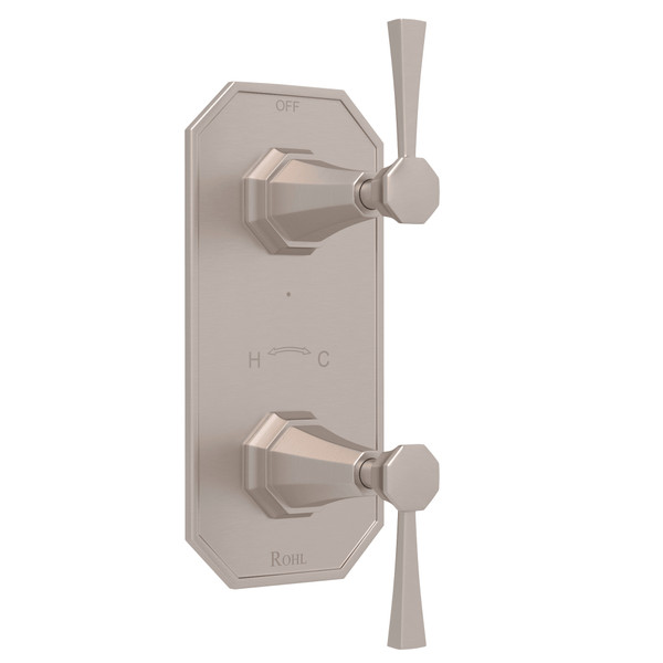 Deco 1/2 Inch Thermostatic and Diverter Control Trim - Satin Nickel with Metal Lever Handle | Model Number: U.8157LS-STN/TO - Product Knockout