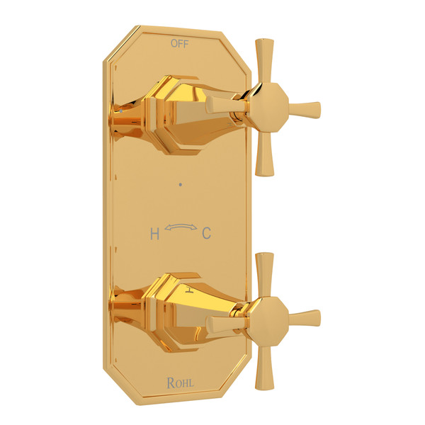 Deco 1/2 Inch Thermostatic and Diverter Control Trim - English Gold with Cross Handle | Model Number: U.8158X-EG/TO - Product Knockout